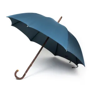 Solid stick umbrella, cherry wood, blue canopy