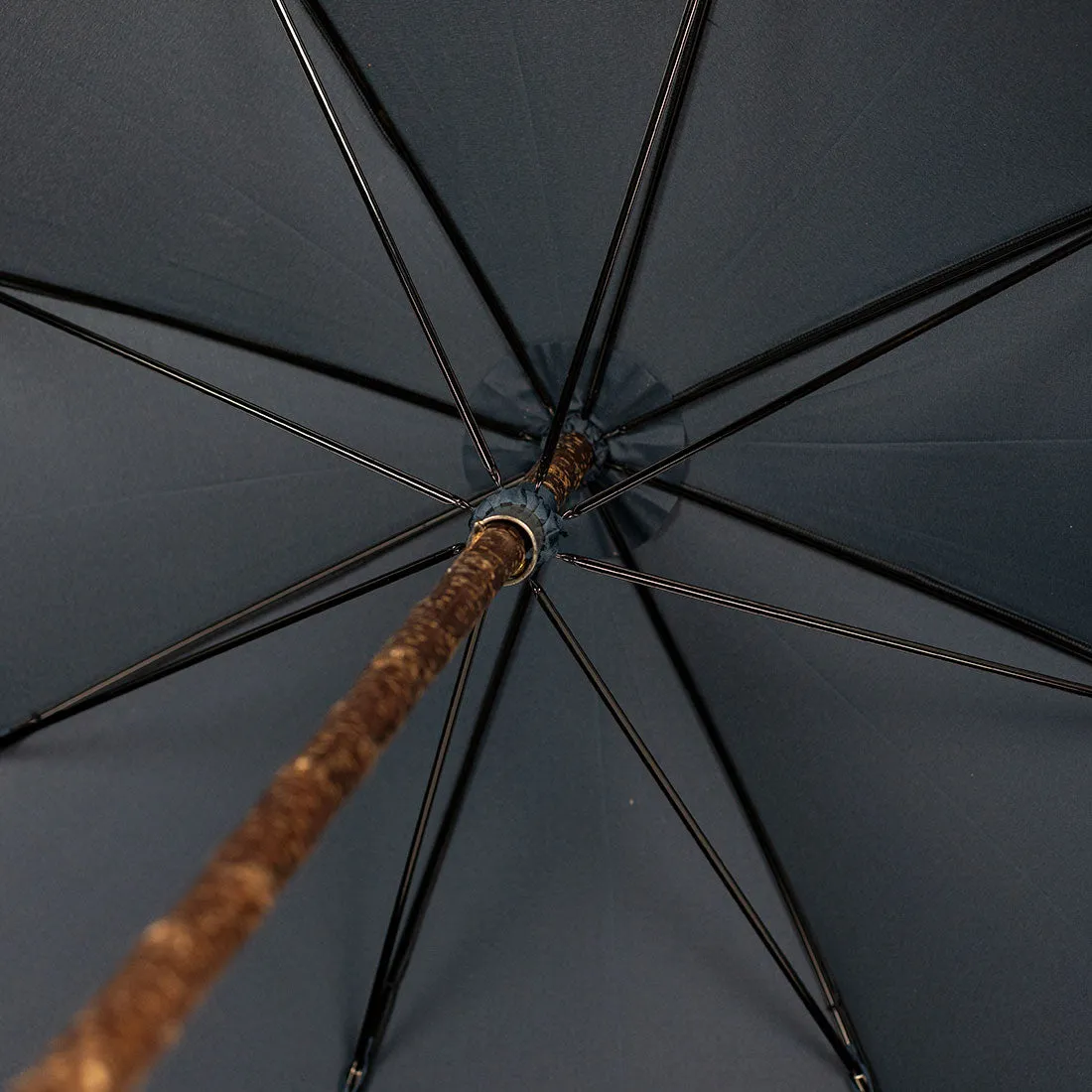 Solid stick umbrella, cherry wood, blue canopy