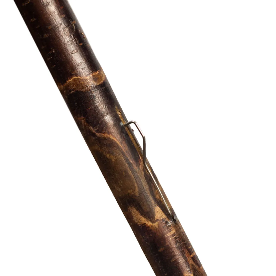 Solid stick umbrella, cherry wood, grey canopy with copper stripes