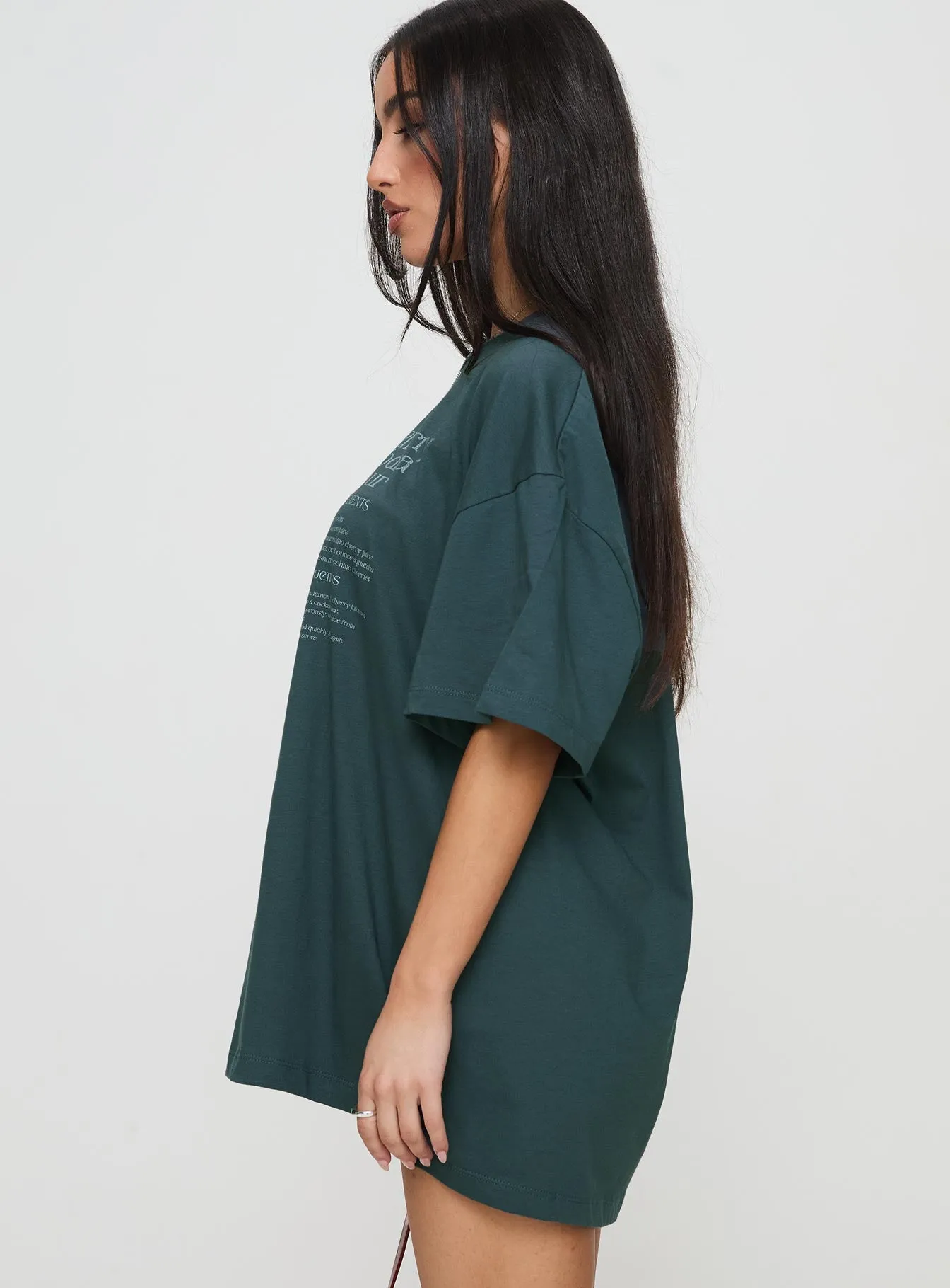 Sour Cherry Oversized Tee Moss Green