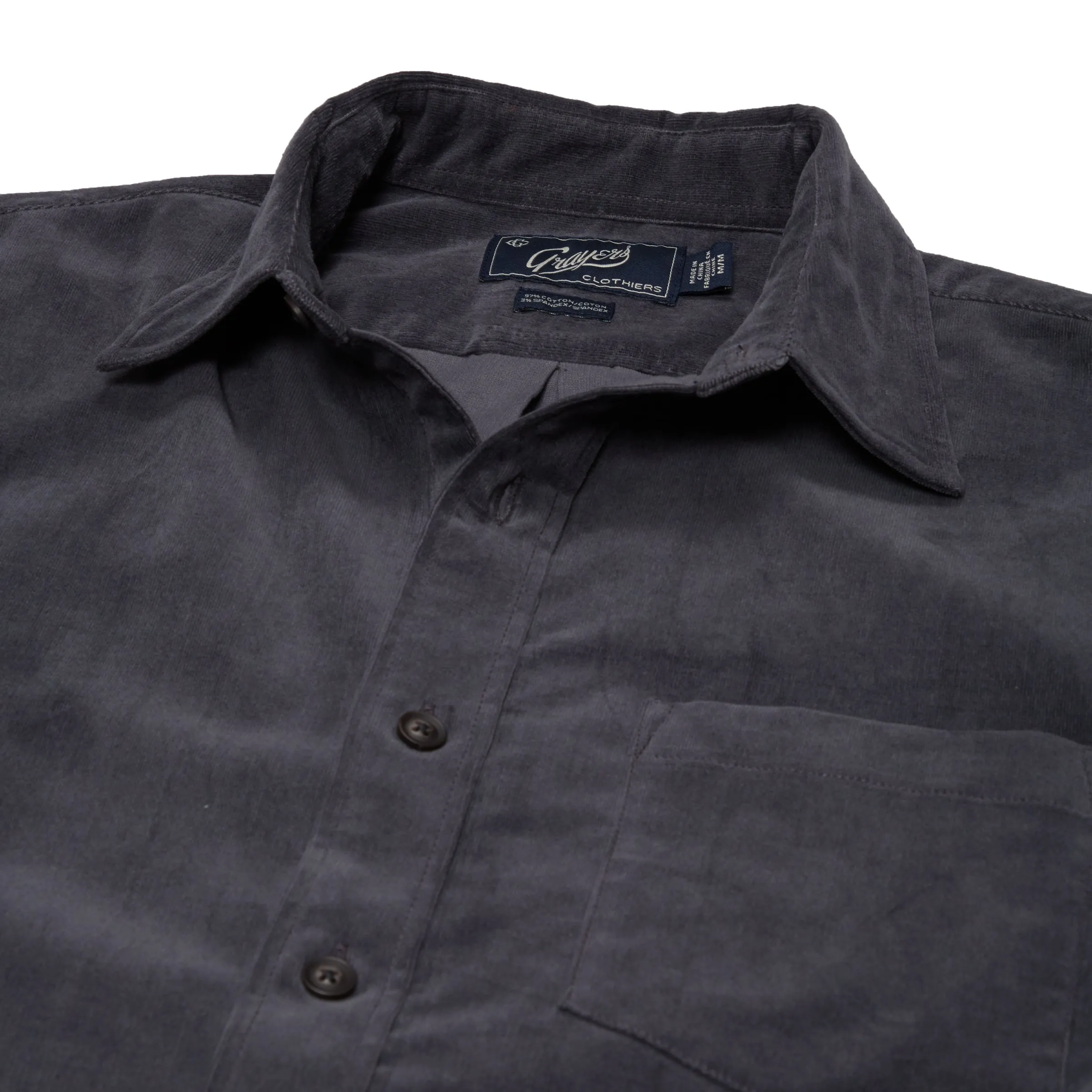 Sutherland Stretch Corduroy Shirt - Pewter