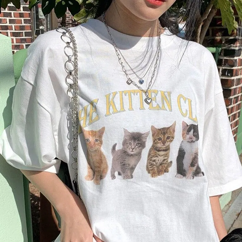 THE KITTEN CLUB T-Shirt With Cat Print