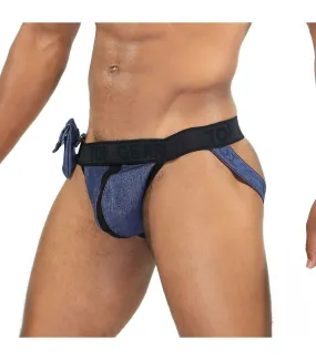 TOF PARIS Jockstrap COWBOY Denim Jock Removable Side Pocket Jacquard 42