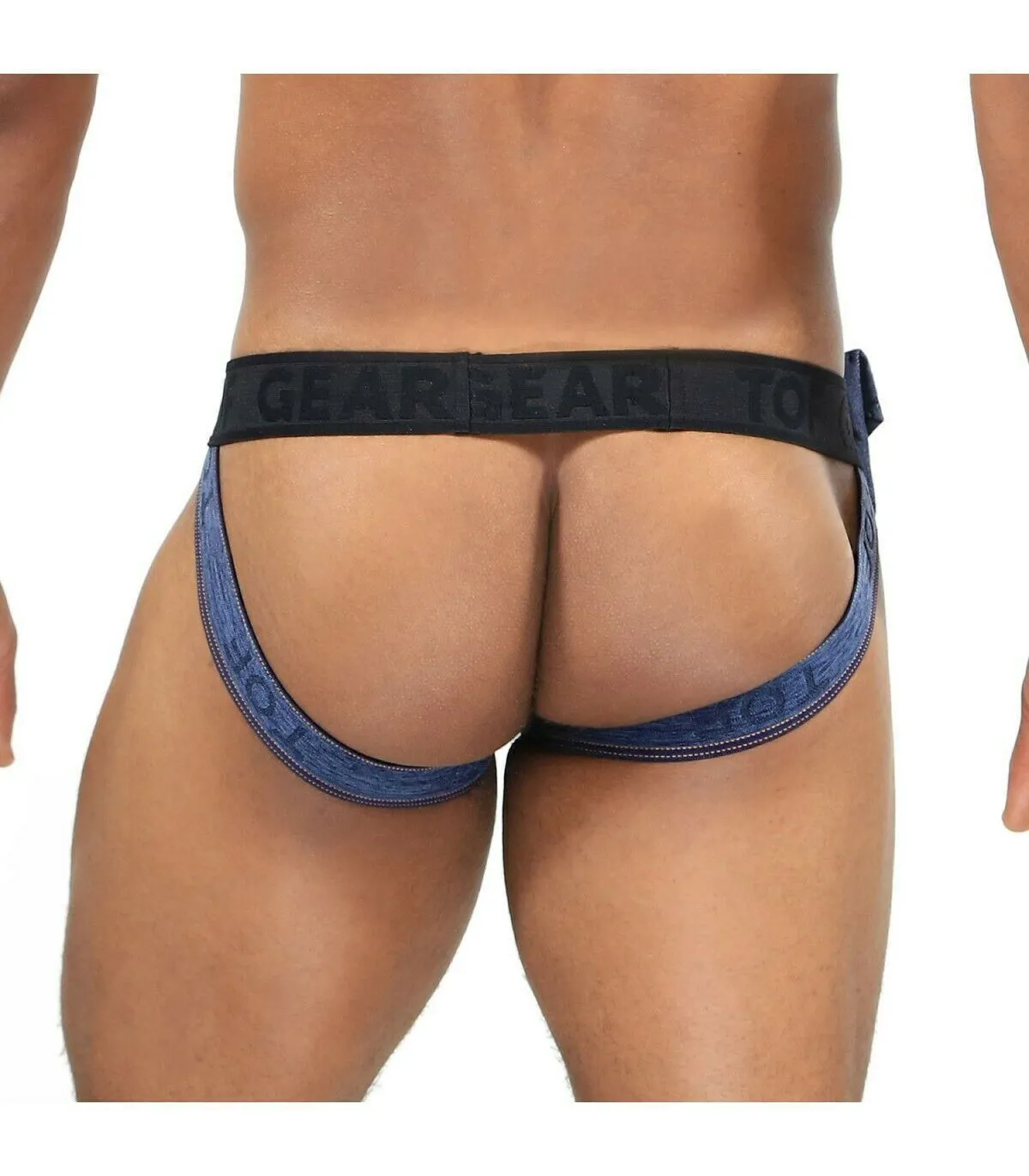 TOF PARIS Jockstrap COWBOY Denim Jock Removable Side Pocket Jacquard 42