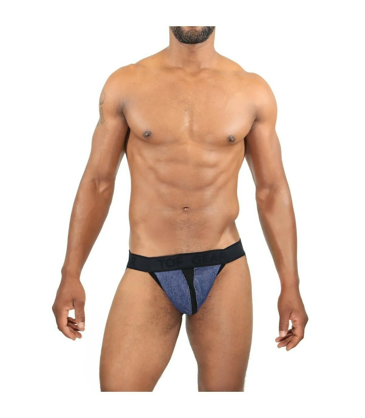 TOF PARIS Jockstrap COWBOY Denim Jock Removable Side Pocket Jacquard 42