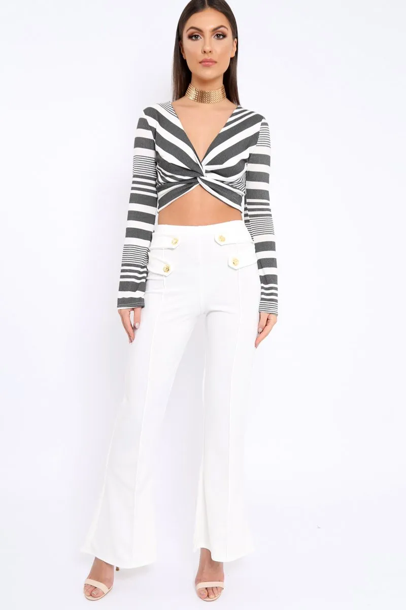 White Kick Flare Pants - Rita