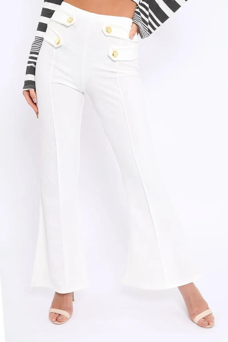 White Kick Flare Pants - Rita