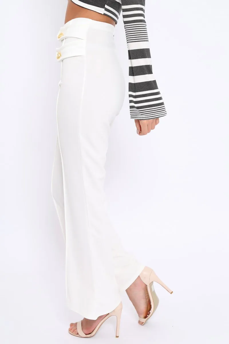 White Kick Flare Pants - Rita