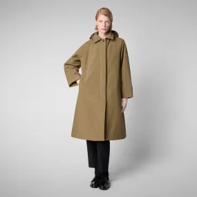 Woman's hooded coat Zoey in husk green