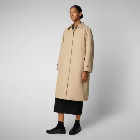 Woman's hooded coat Zoey in stardust beige