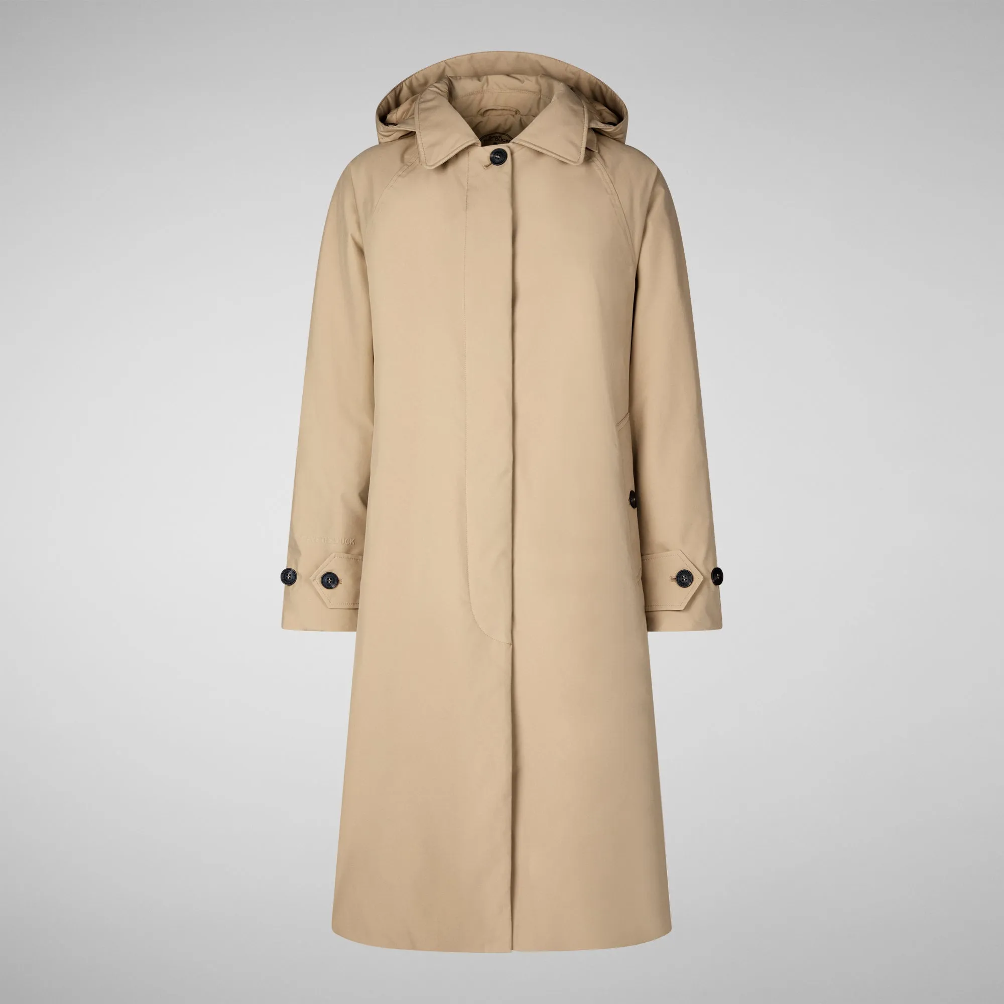 Woman's hooded coat Zoey in stardust beige