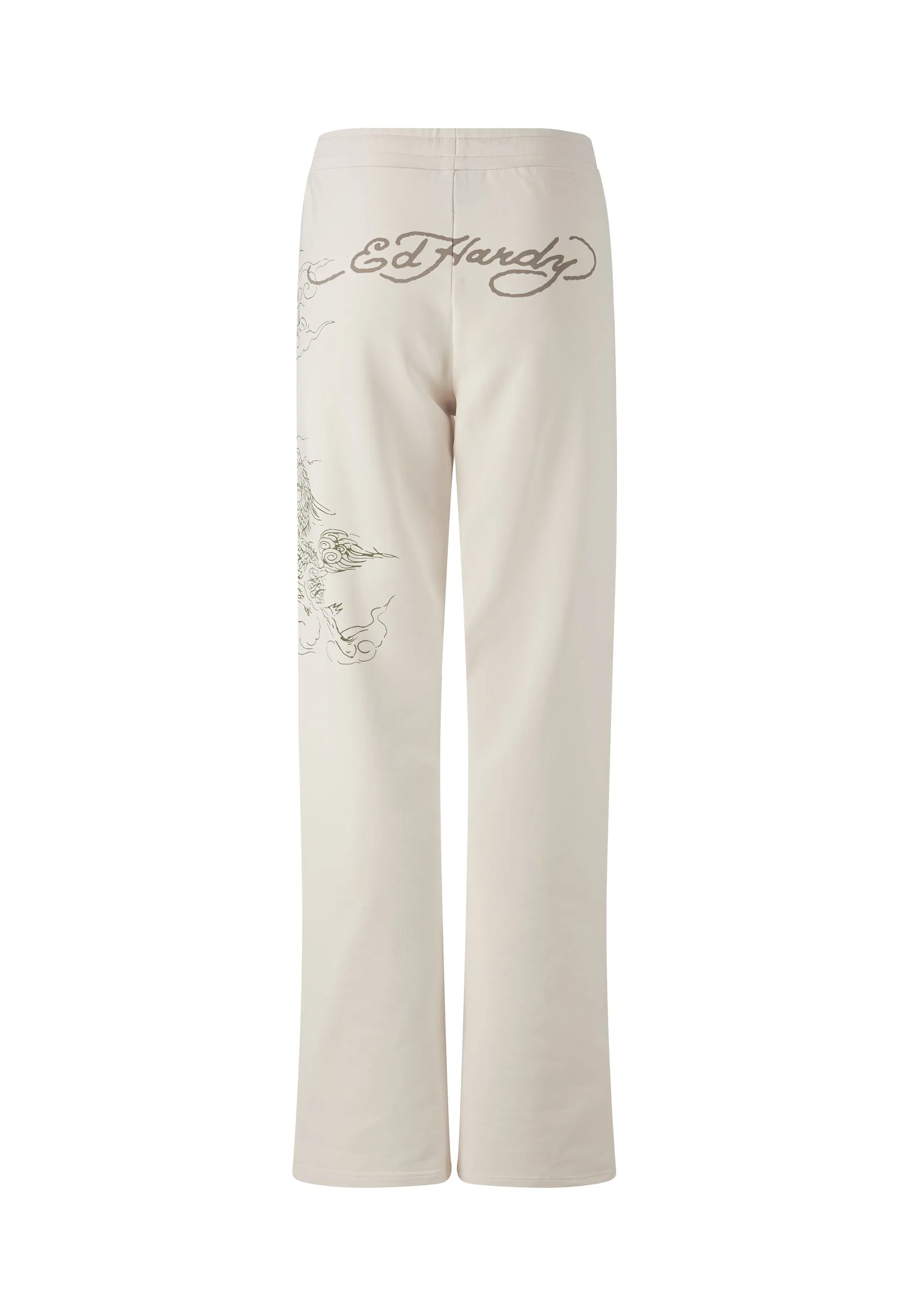 Womens Battle Dragon Flared Trousers - White