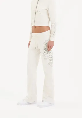 Womens Battle Dragon Flared Trousers - White