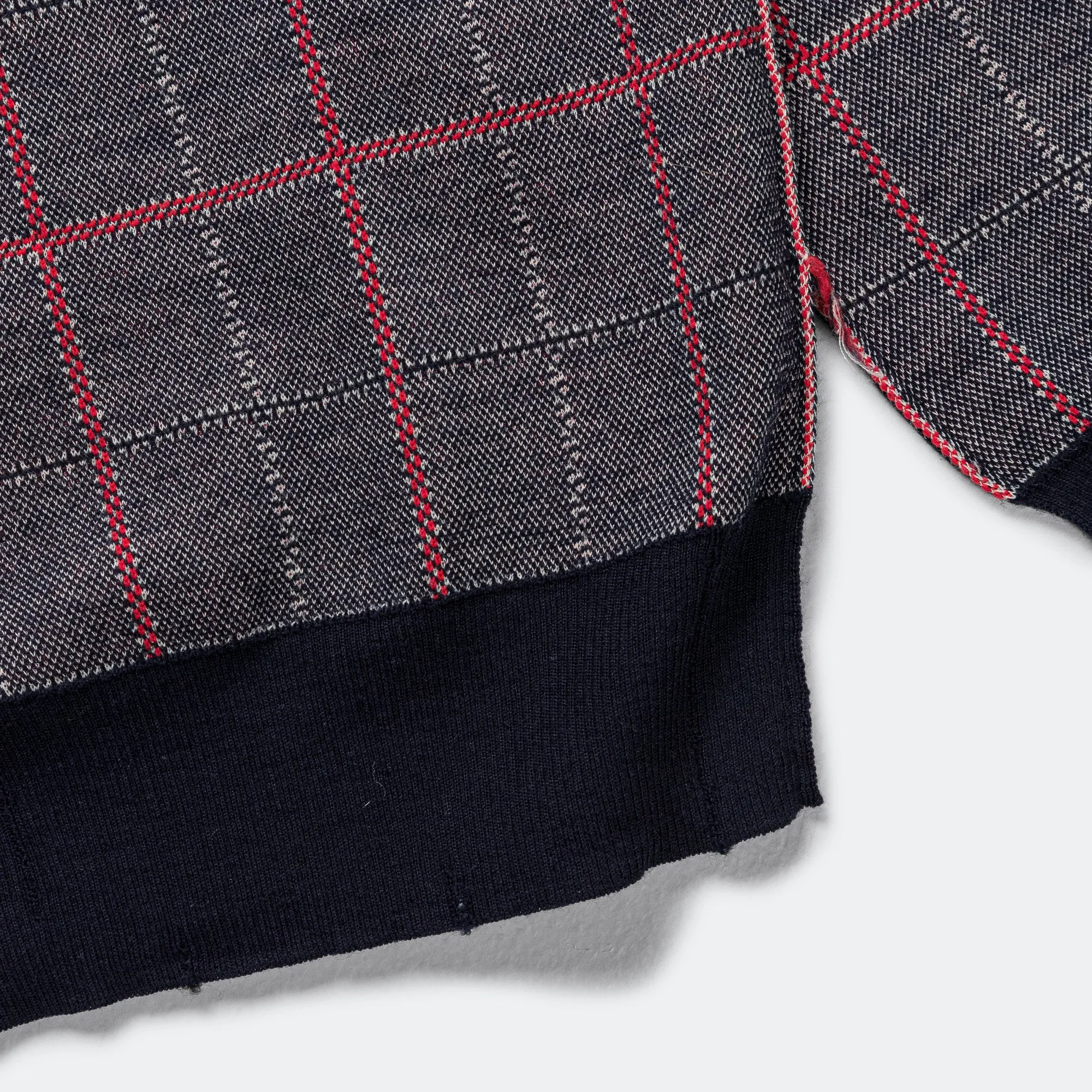 Worsted Wool Interlock Cardigan - Navy