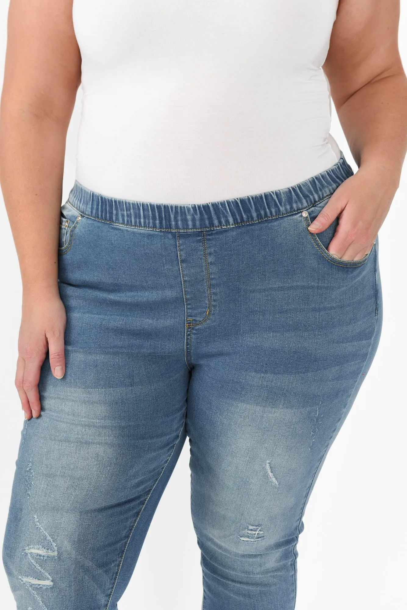 Zadie Distressed Blue Stretch Jeans