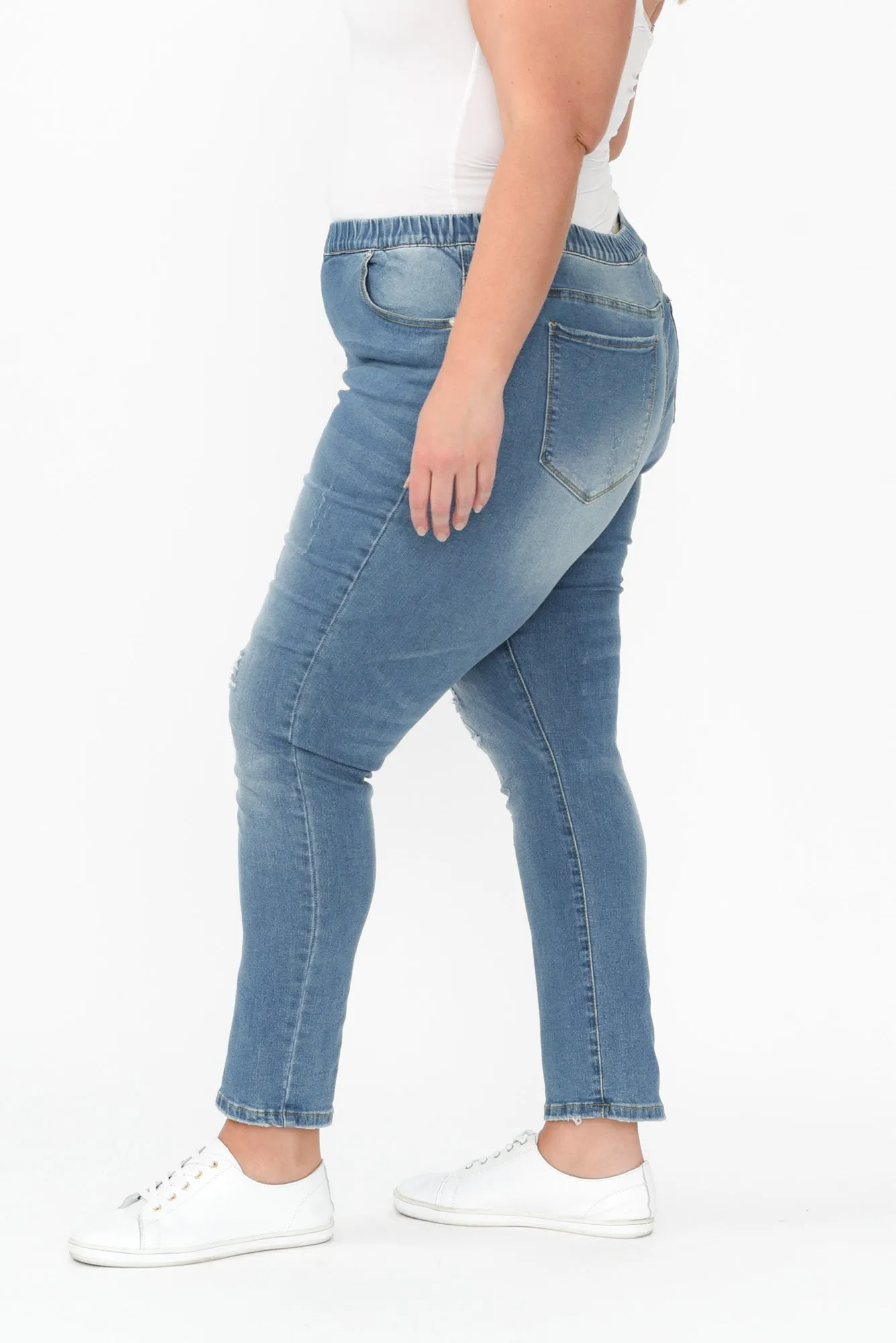 Zadie Distressed Blue Stretch Jeans