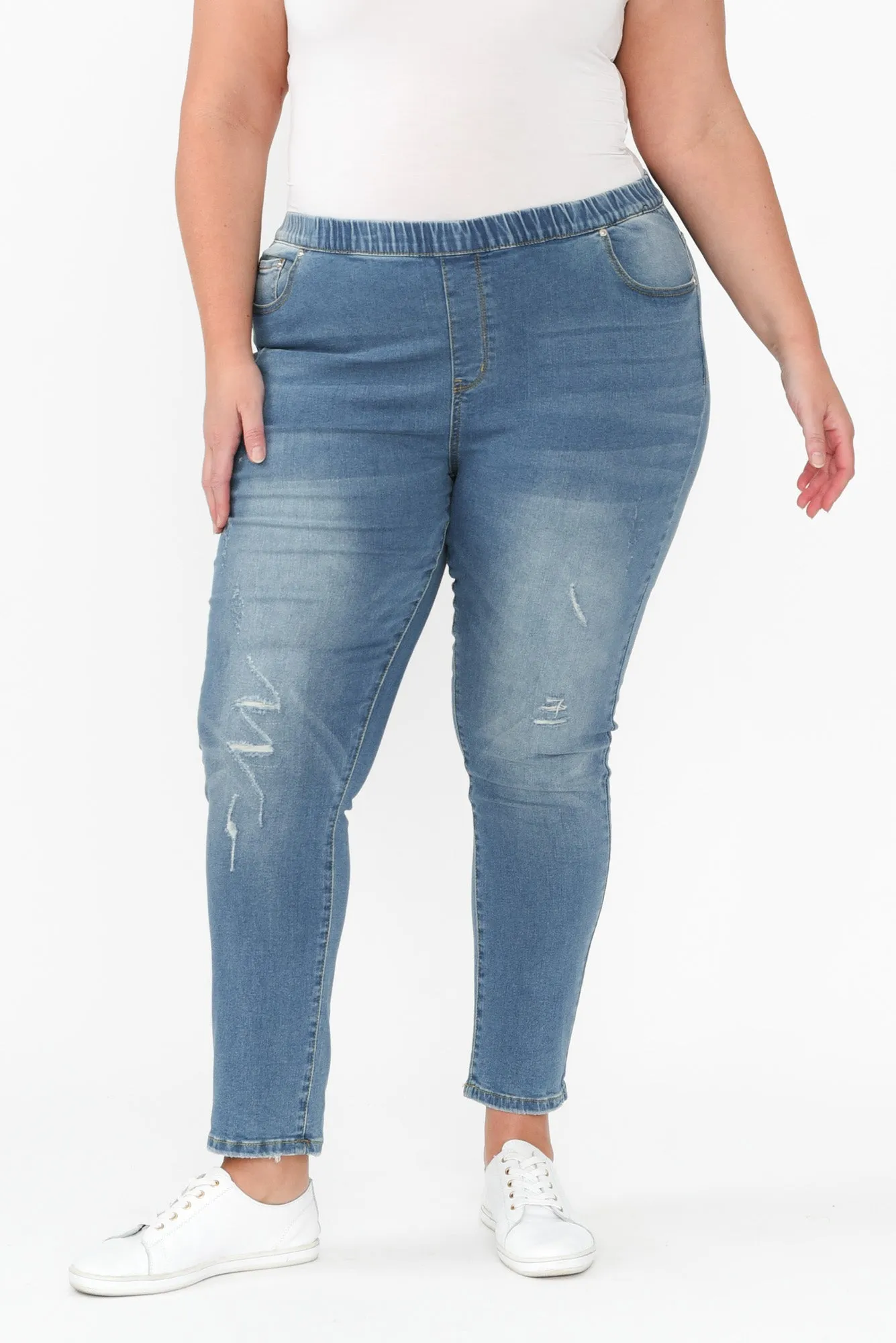 Zadie Distressed Blue Stretch Jeans