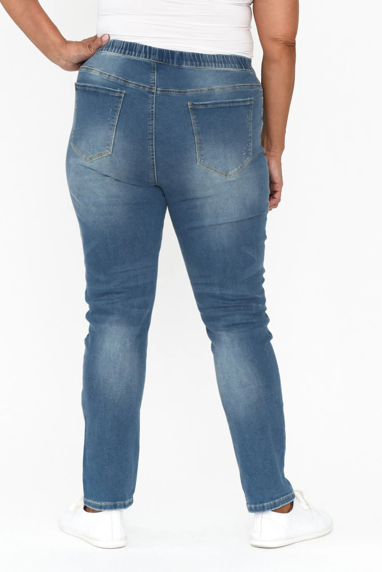 Zadie Distressed Blue Stretch Jeans