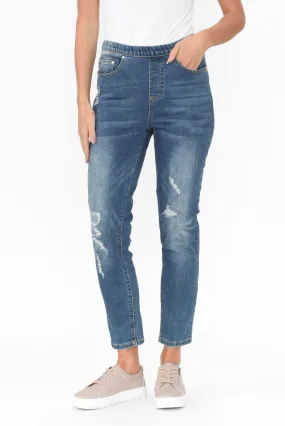 Zadie Distressed Blue Stretch Jeans