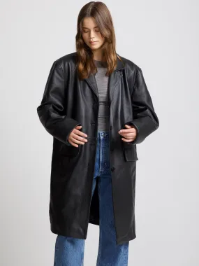 ZANDRA LEATHER COAT - BLACK